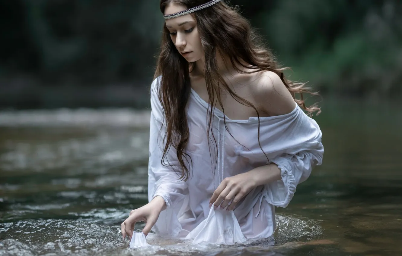 Wallpaper nymph, Natalie Mels, photo shoot in the water, Evgenia Fedorova for mobile and desktop