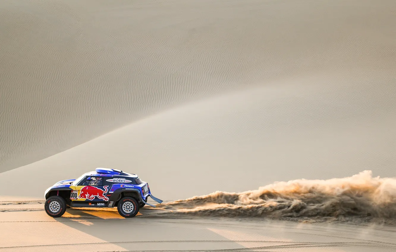 Photo wallpaper sand, machine, sport, desert, Mini, dunes, Mini Cooper, car