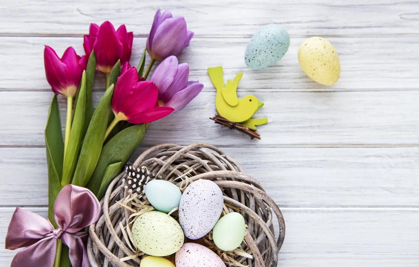 Photo wallpaper holiday, Easter, tulips, decor, Olena Rudo