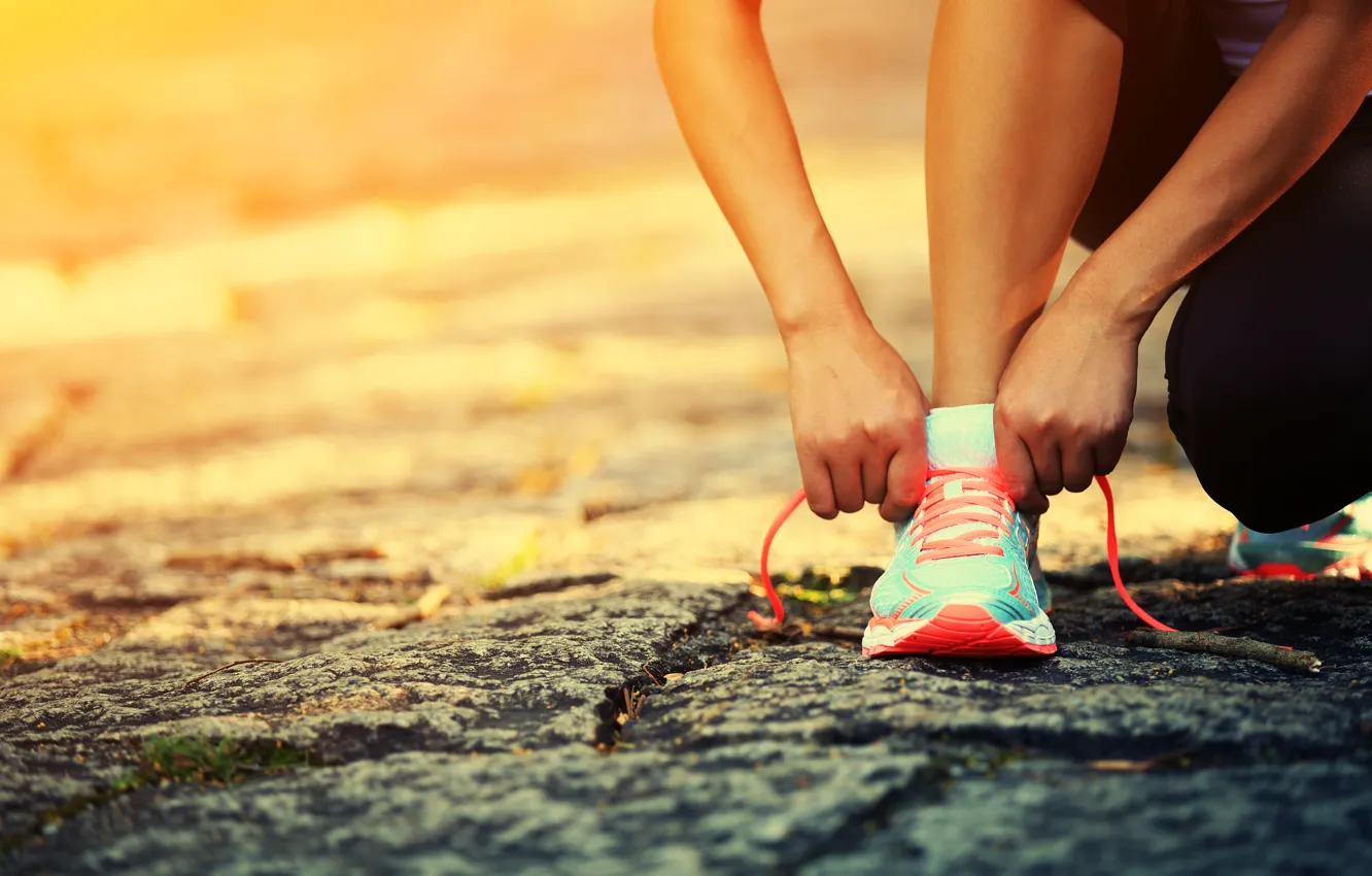 Photo wallpaper comfort, walking, sneakers, running, laces, outdoor physical activity