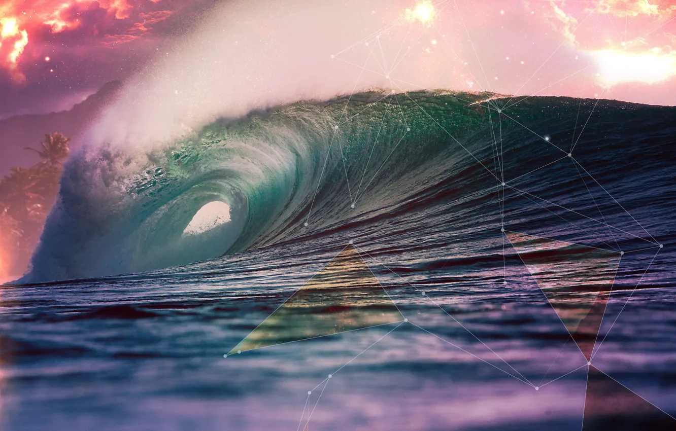 Photo wallpaper wave, abstraction, the ocean