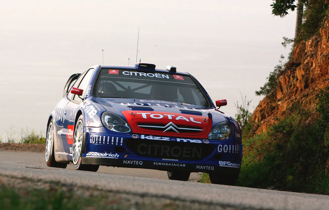 Photo wallpaper road, machine, auto, asphalt, blue, sport, lights, Citroen