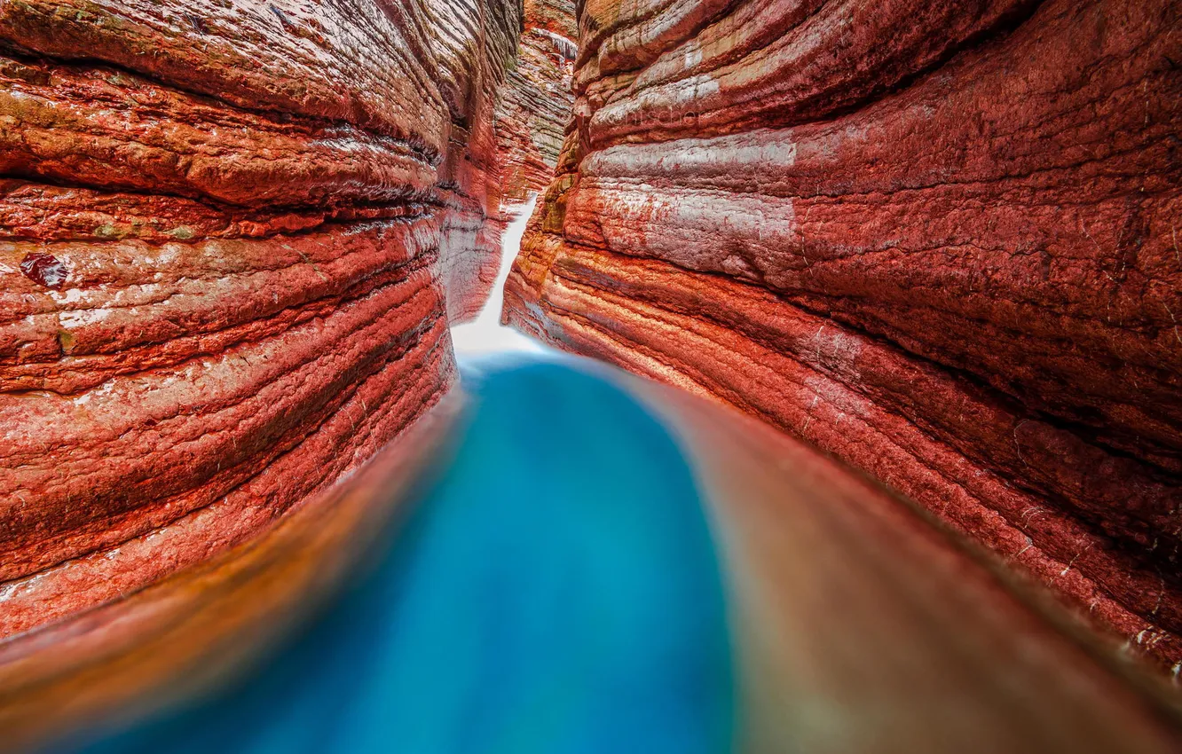 Photo wallpaper nature, river, rocks, canyon