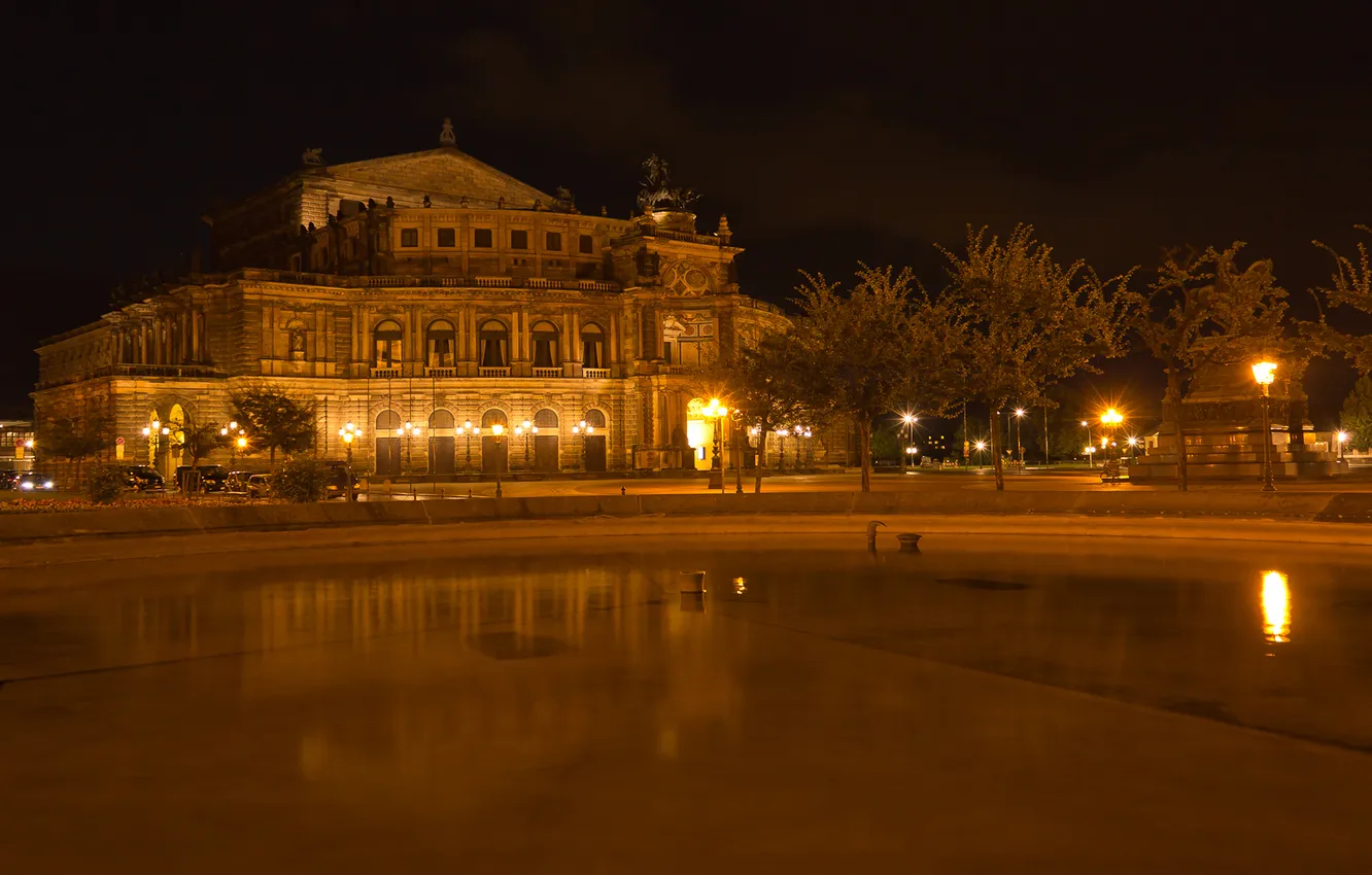 Photo wallpaper night, Germany, Dresden, night, germany, dresden, Semperoper