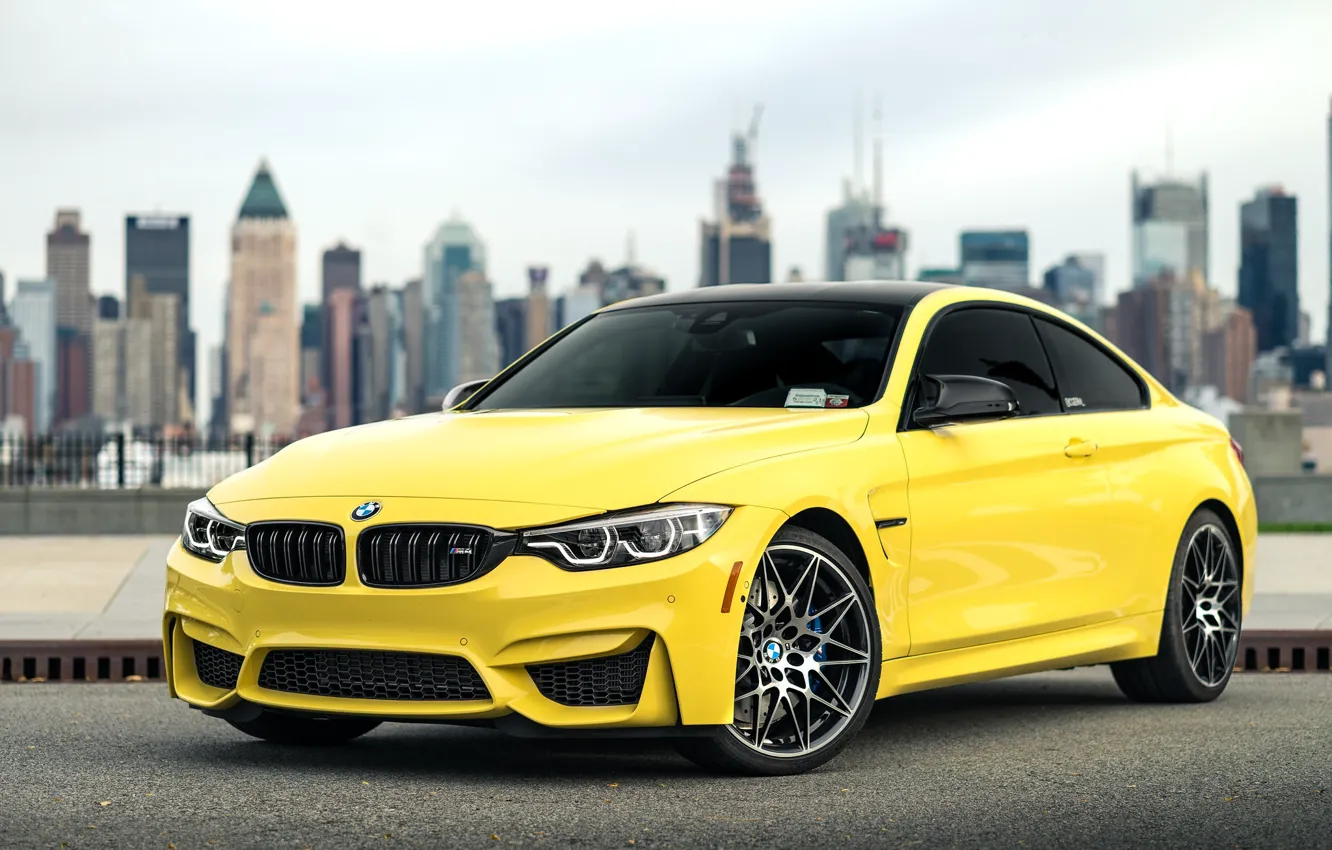 Photo wallpaper BMW, City, Coupe, Yellow, F82