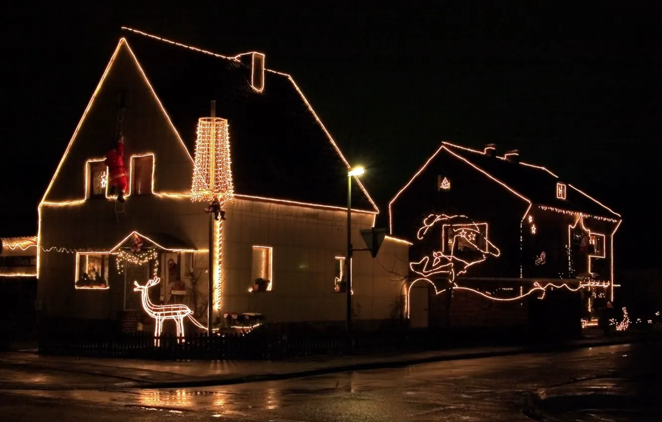 Photo wallpaper decoration, night, home, Christmas