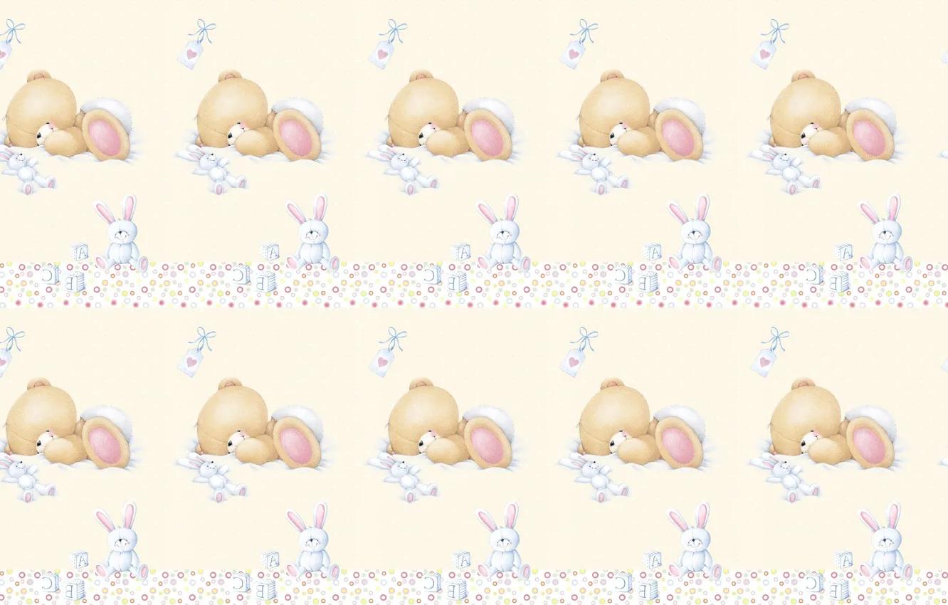 Photo wallpaper mood, sleep, bear, Bunny, children's, background. texture, арт. Forever Friends Deckchair bear
