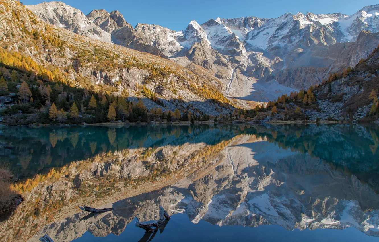 Photo wallpaper mountains, reflection, Italy, lago Aviolo