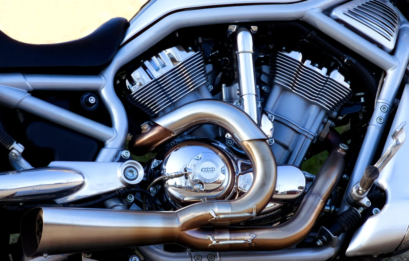 Photo wallpaper pipe, frame, Harley Davidson, chrome, motor