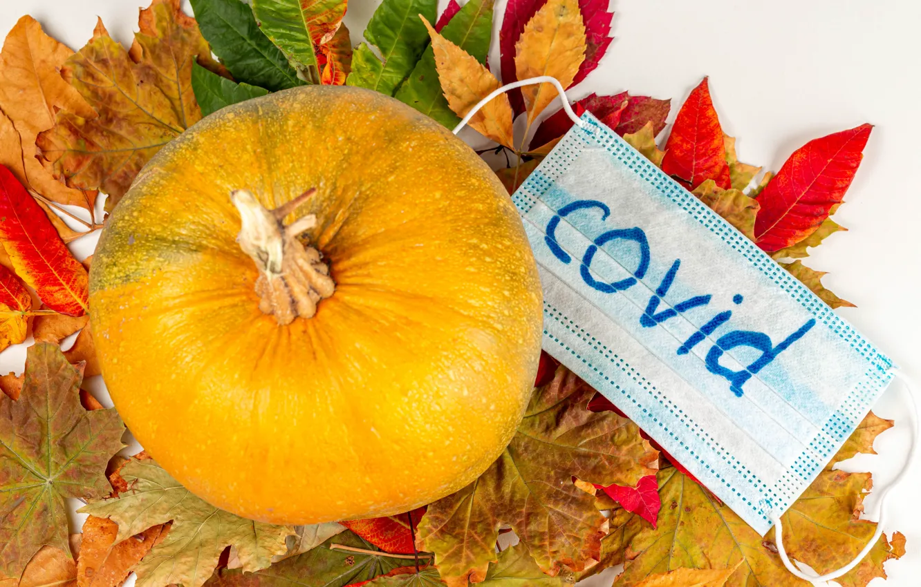 Photo wallpaper autumn, leaves, Coronavirus, covid