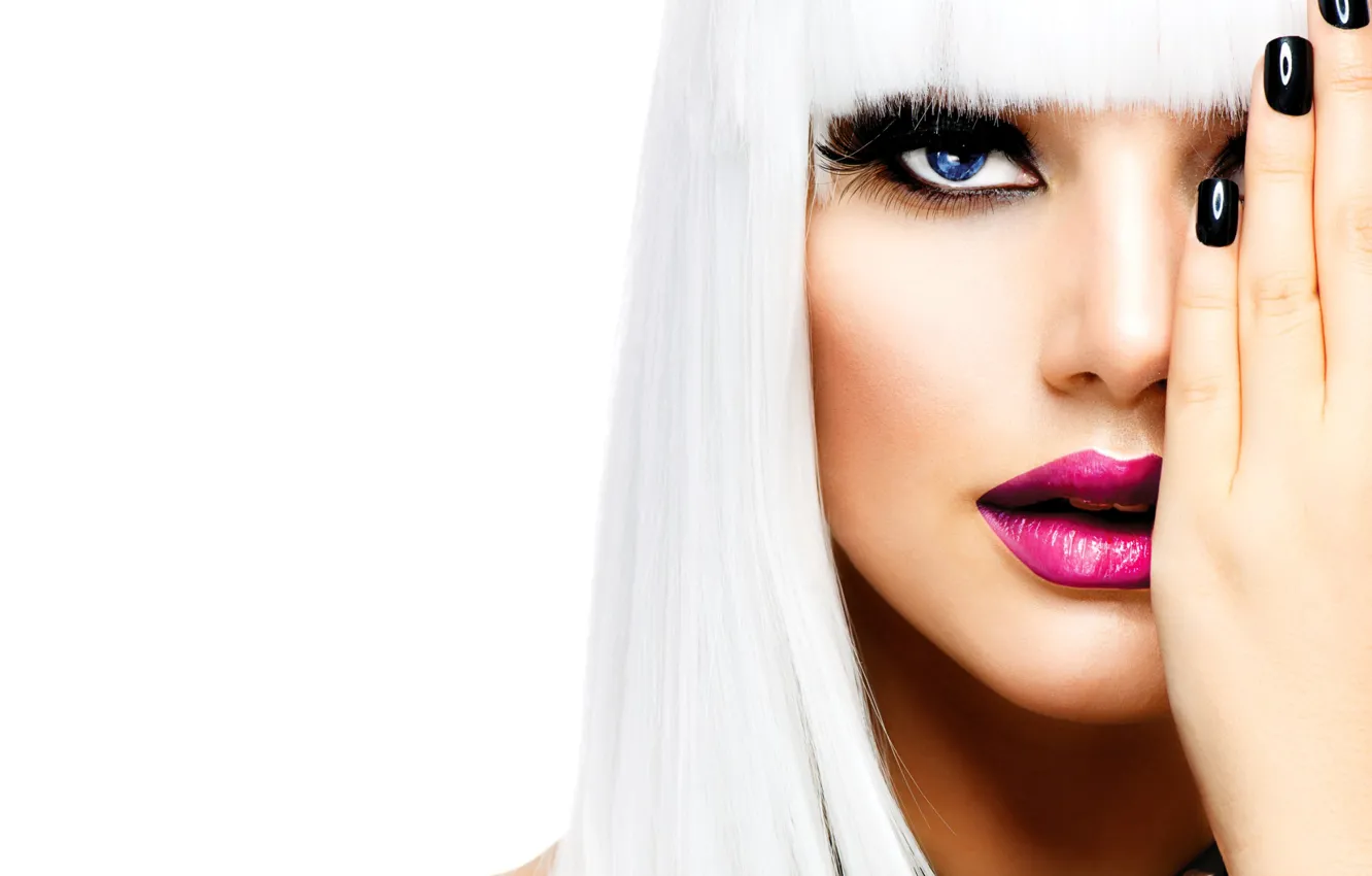 Photo wallpaper eyes, look, face, hair, lipstick, lips