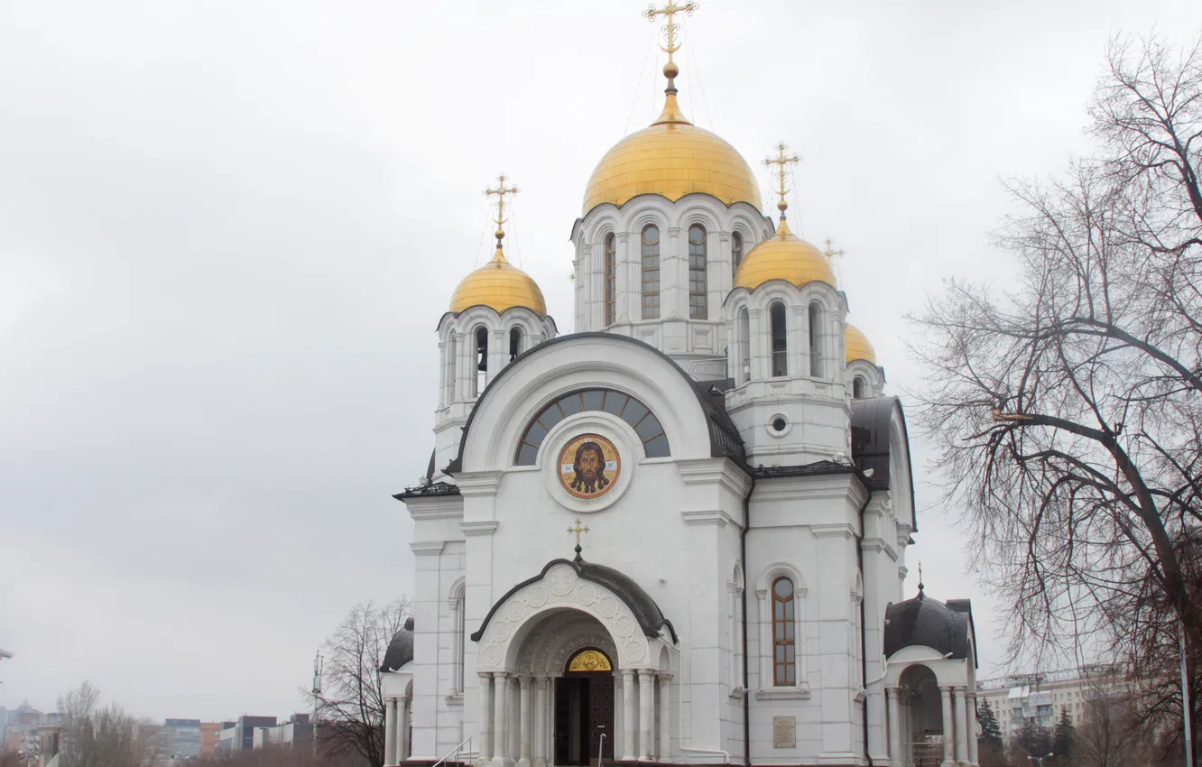 Photo wallpaper the sky, trees, rain, overcast, the building, spring, Russia, architecture