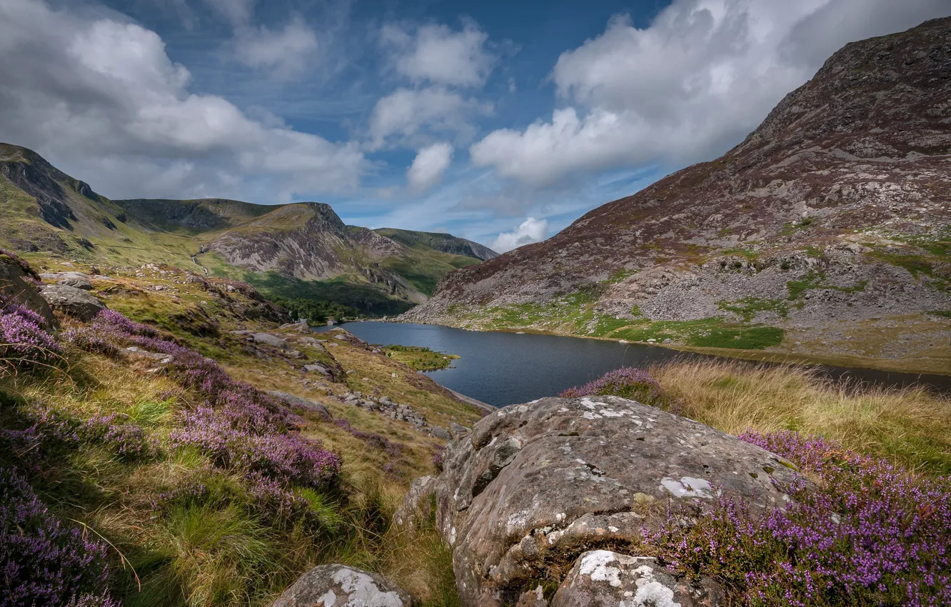 Photo wallpaper mountains, lake, Wales, Snowdonia