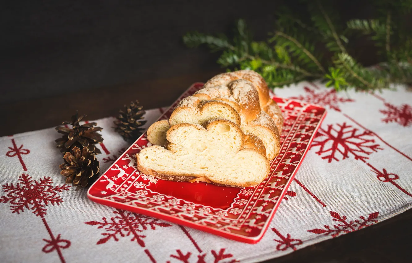 Photo wallpaper snowflakes, the dark background, table, holiday, new year, food, Christmas, plate