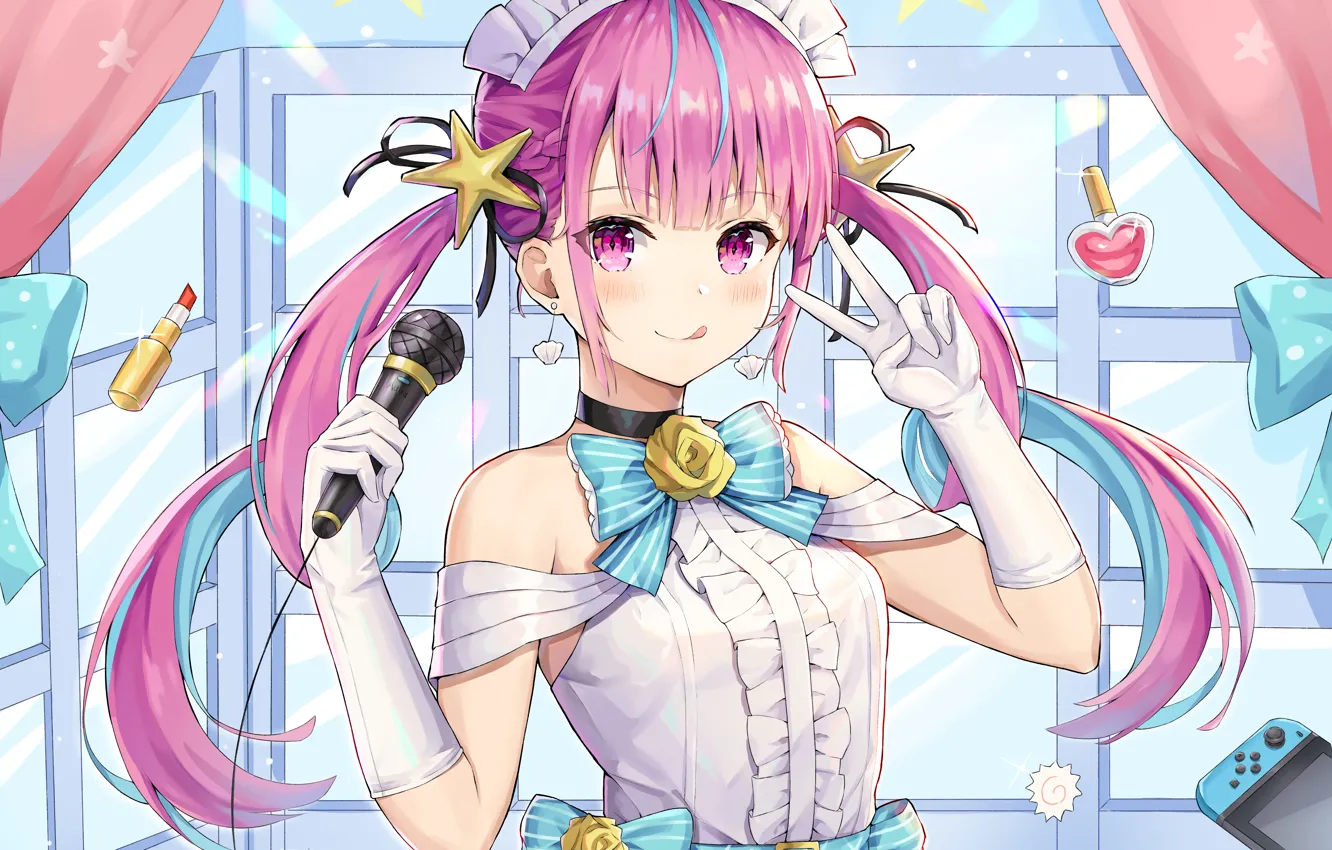 Photo wallpaper girl, pink hair, long hair, dress, anime, beautiful, pretty, attractive