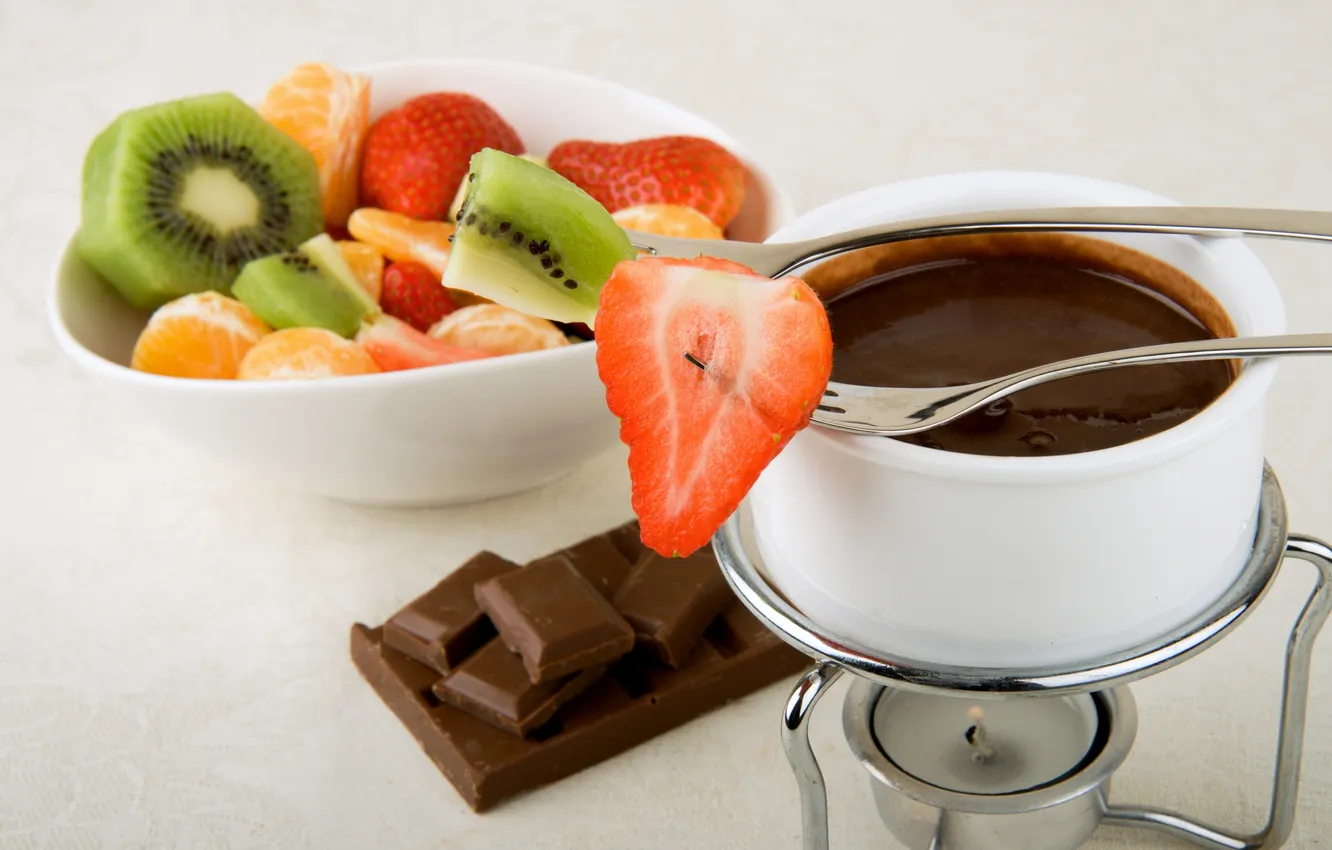 Photo wallpaper photo, food, chocolate, Cup, fruit
