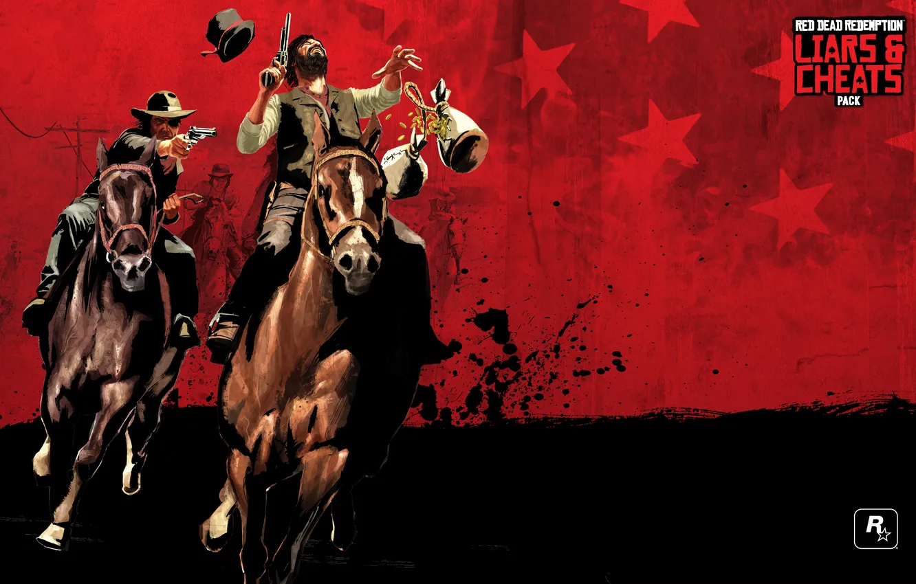Photo wallpaper game, horse, shot, revolver, shooter, Red Dead Redemption, rockstar