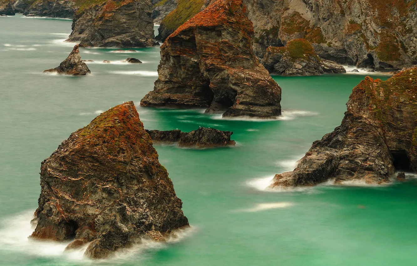 Photo wallpaper sea, landscape, rocks, shore