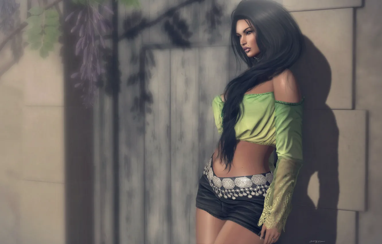 Photo wallpaper girl, background, figure, brunette, beauty