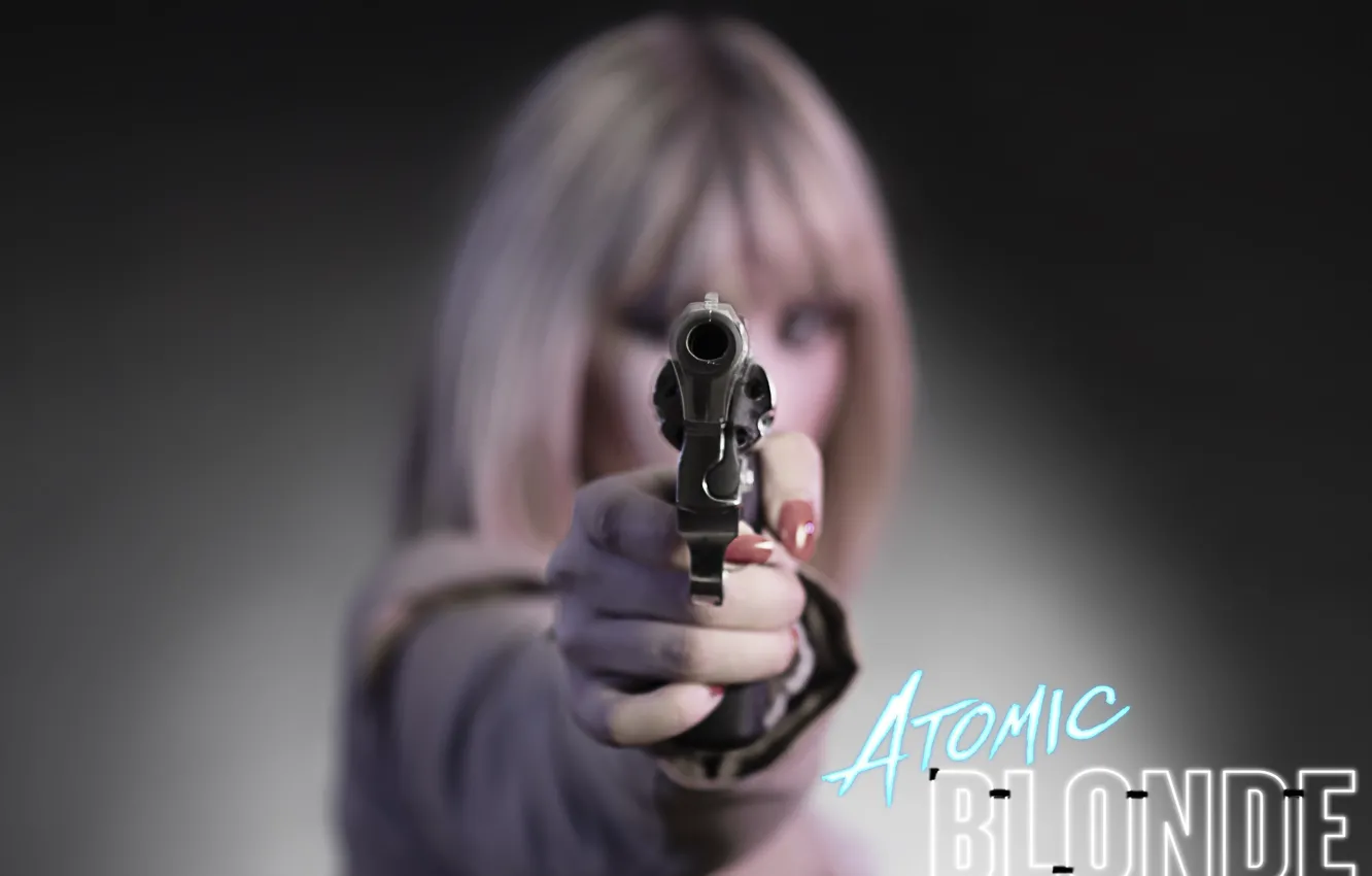 Photo wallpaper girl, background, revolver