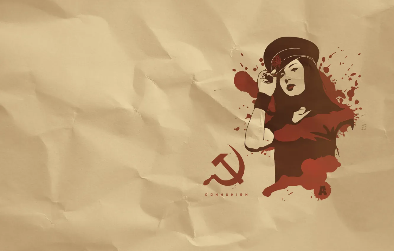 Photo wallpaper girl, hammer, communism, cap, hammer