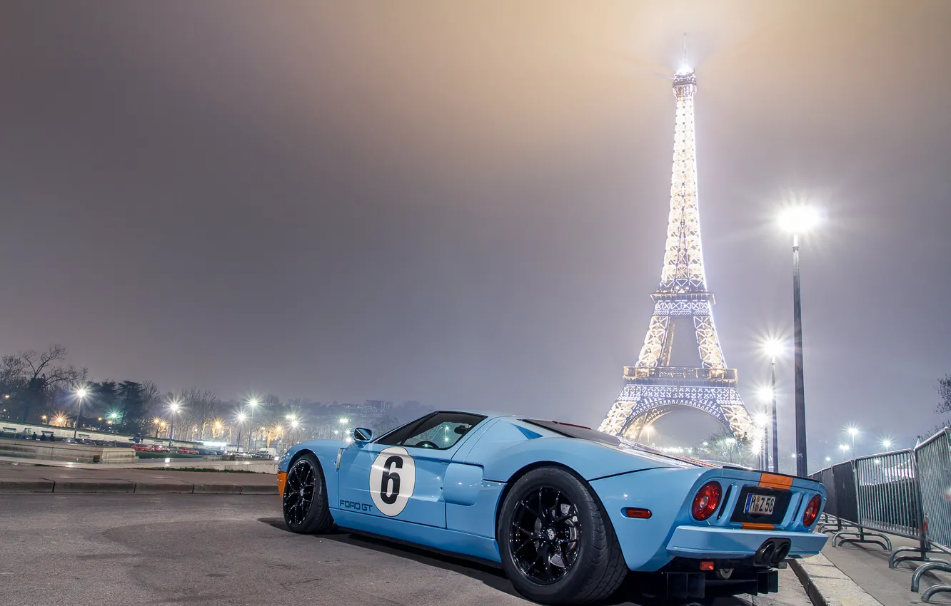 Photo wallpaper blue, Paris, Ford, lights, light, Eiffel tower, Paris, Ford