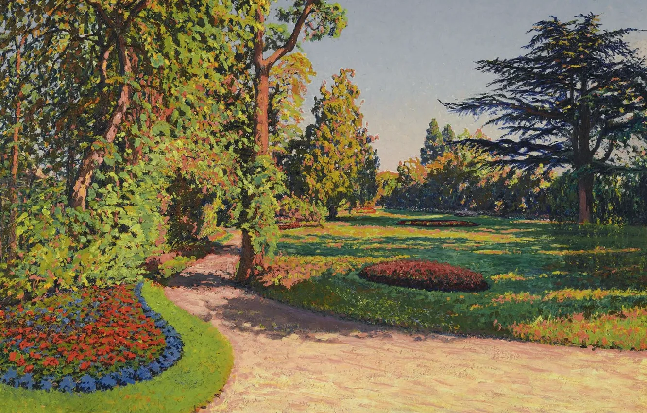 Photo wallpaper landscape, picture, Gustave Cariot, Gustave Cairo, The Garden In The Summer