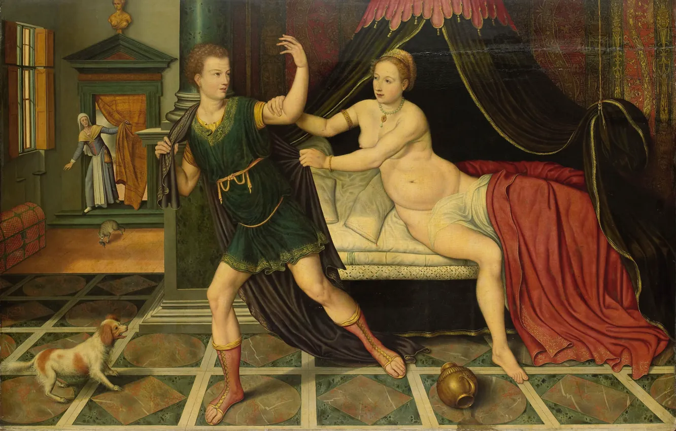 Photo wallpaper oil, picture, mythology, 1575, Joseph and Potiphar's wife