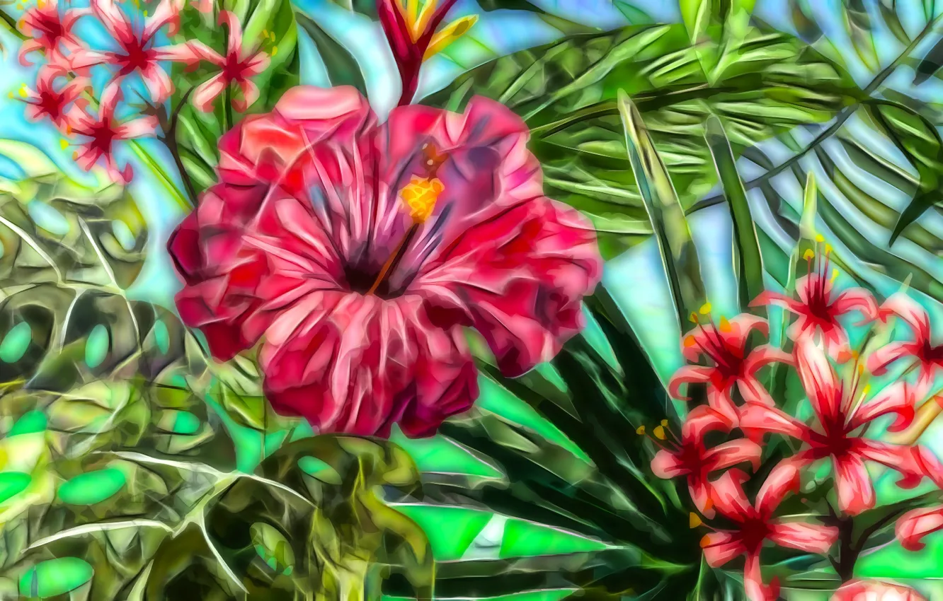 Photo wallpaper Graphics, Flowers, Hibiscus