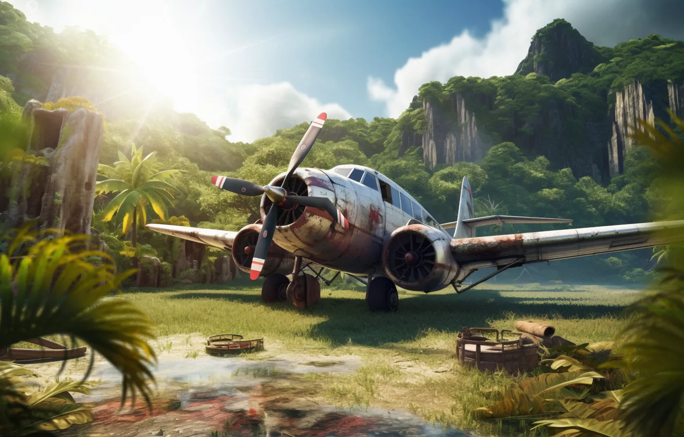 Photo wallpaper the plane, the sky, aviation, tropics
