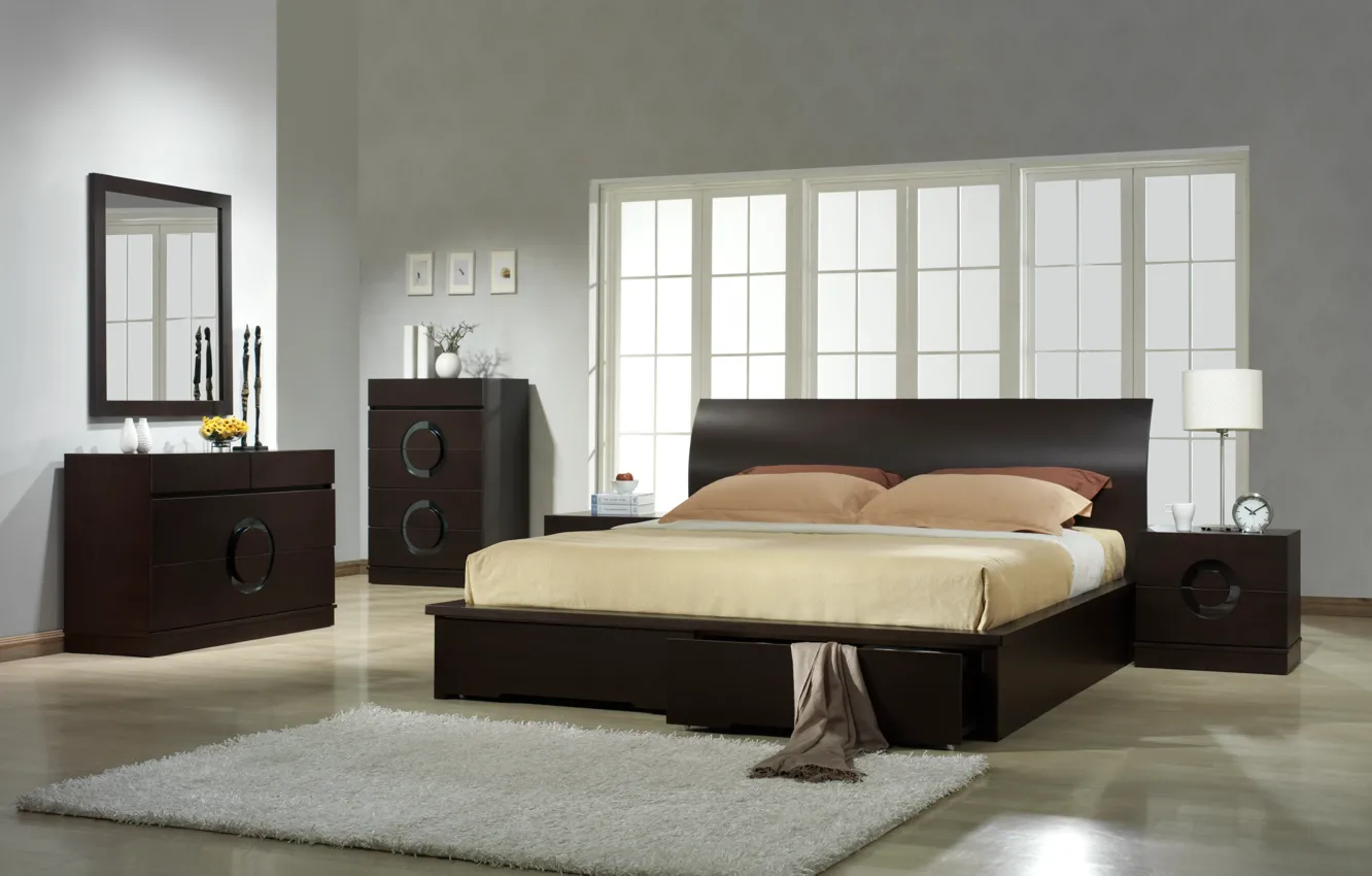 Photo wallpaper design, furniture, bed, interior, bedroom