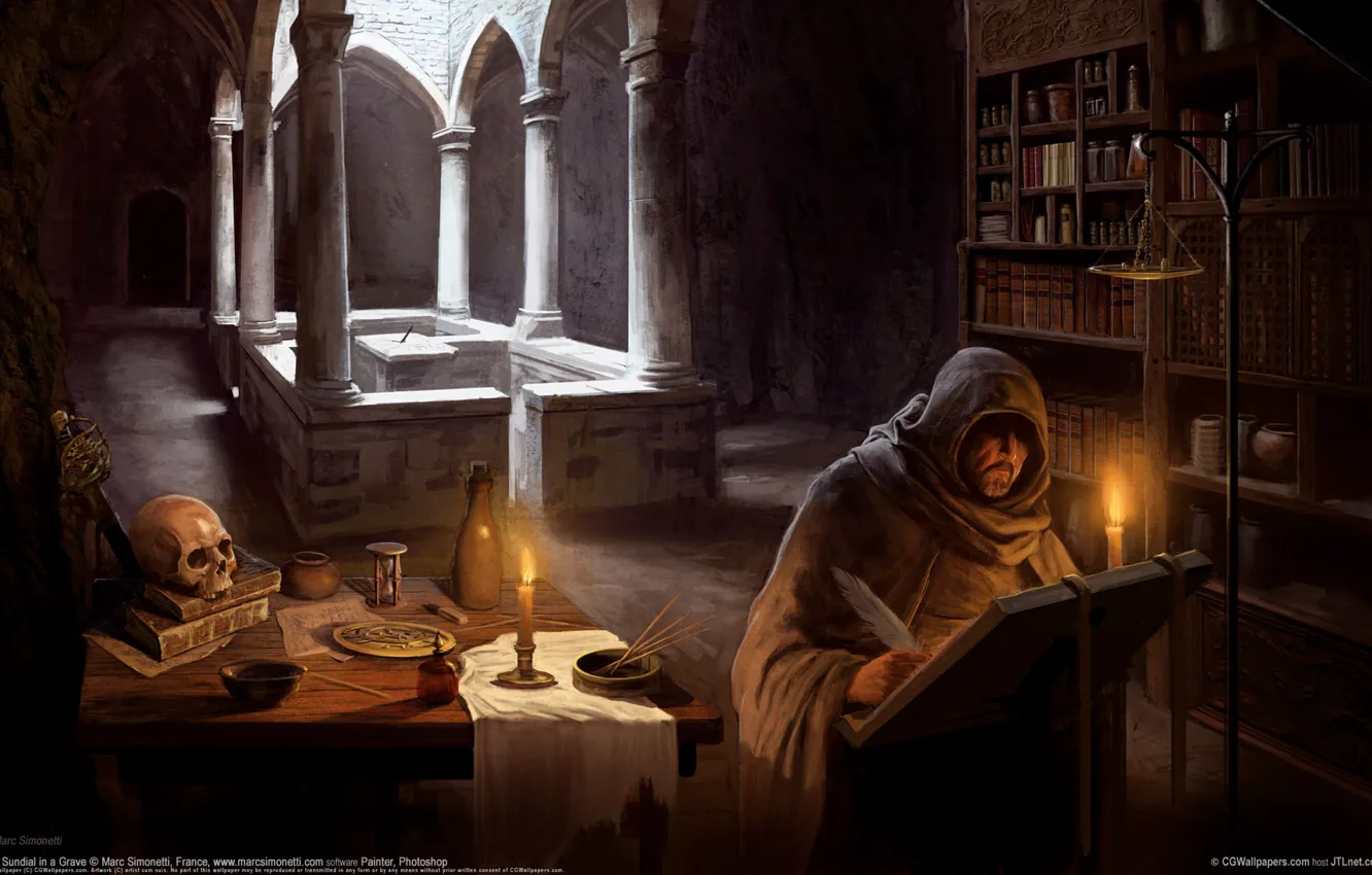 Photo wallpaper watch, scribe, a sundial in a grave