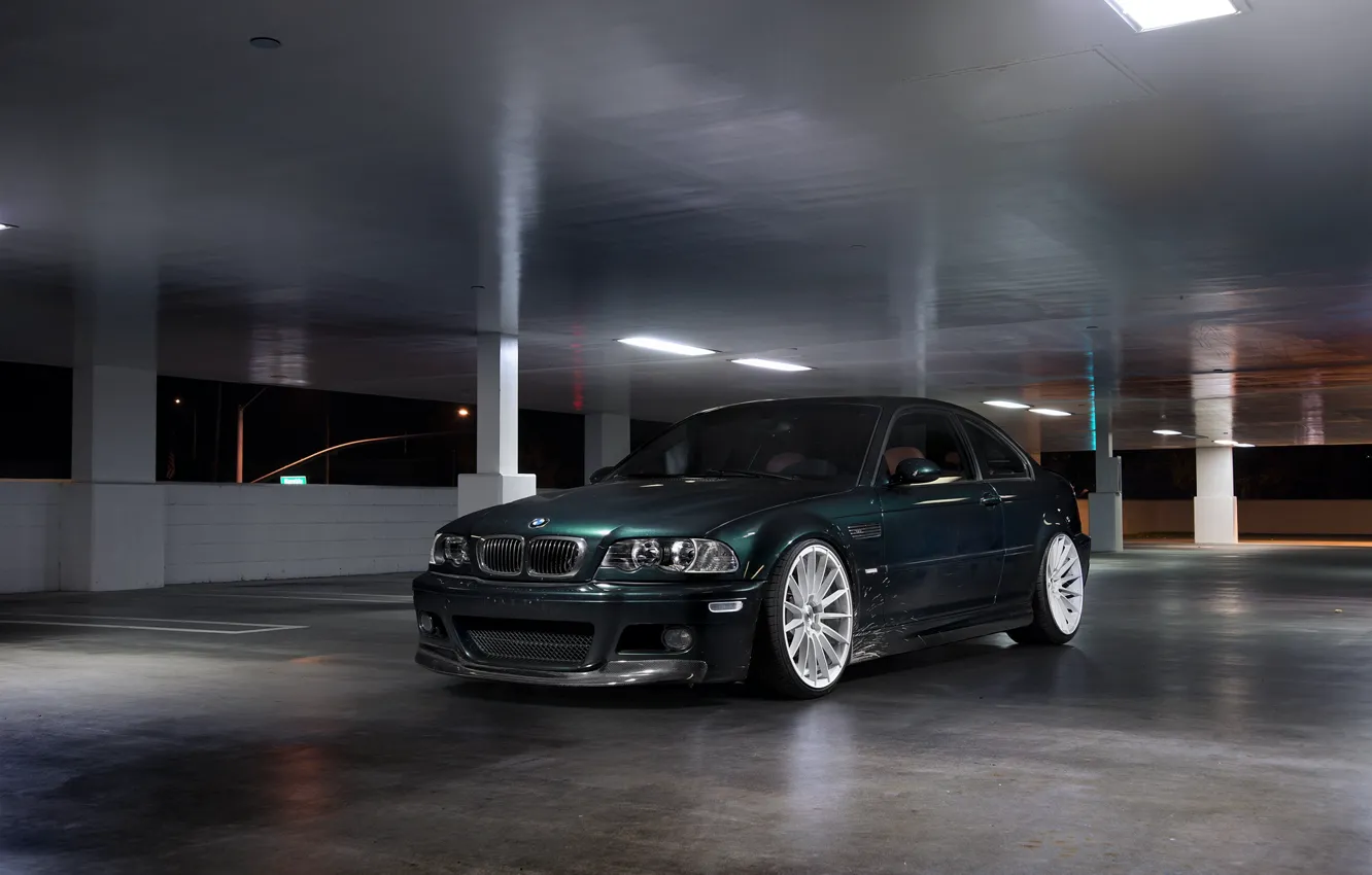 Photo wallpaper BMW, Shadow, E46, M3, Dark green