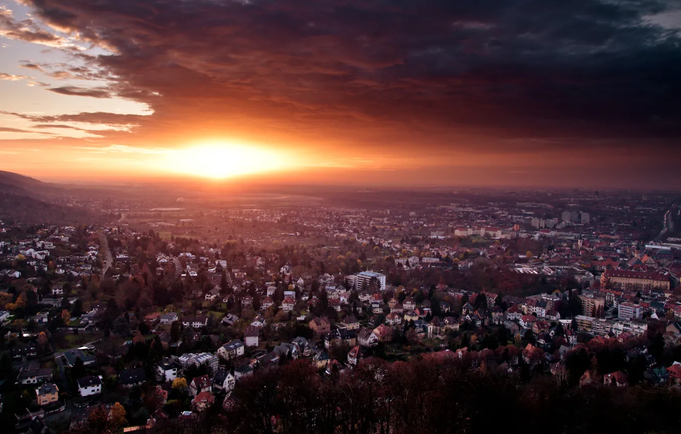 Photo wallpaper Sunset, The city, Germany, End Of Day, The End Of The Day