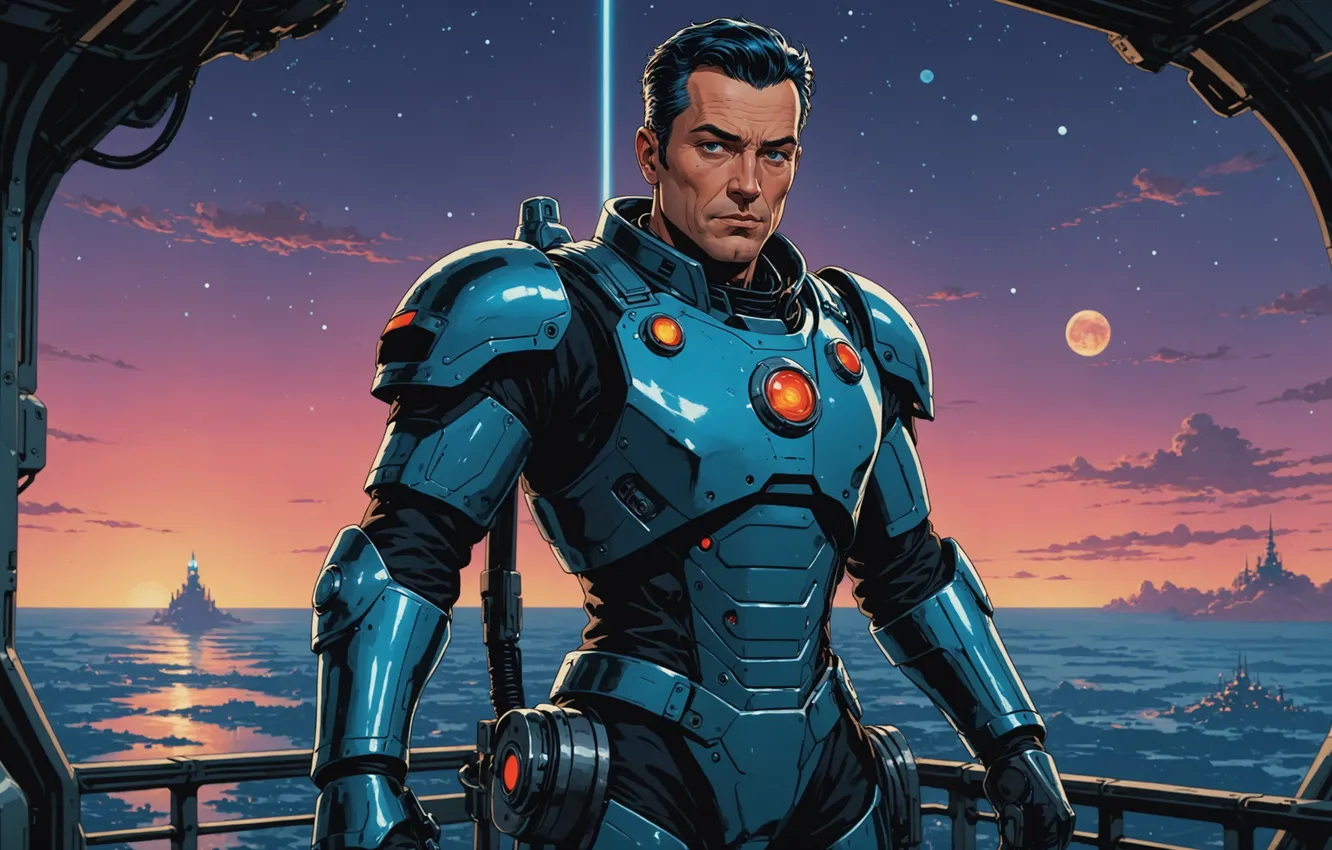 Photo wallpaper sunset, iron man, comic