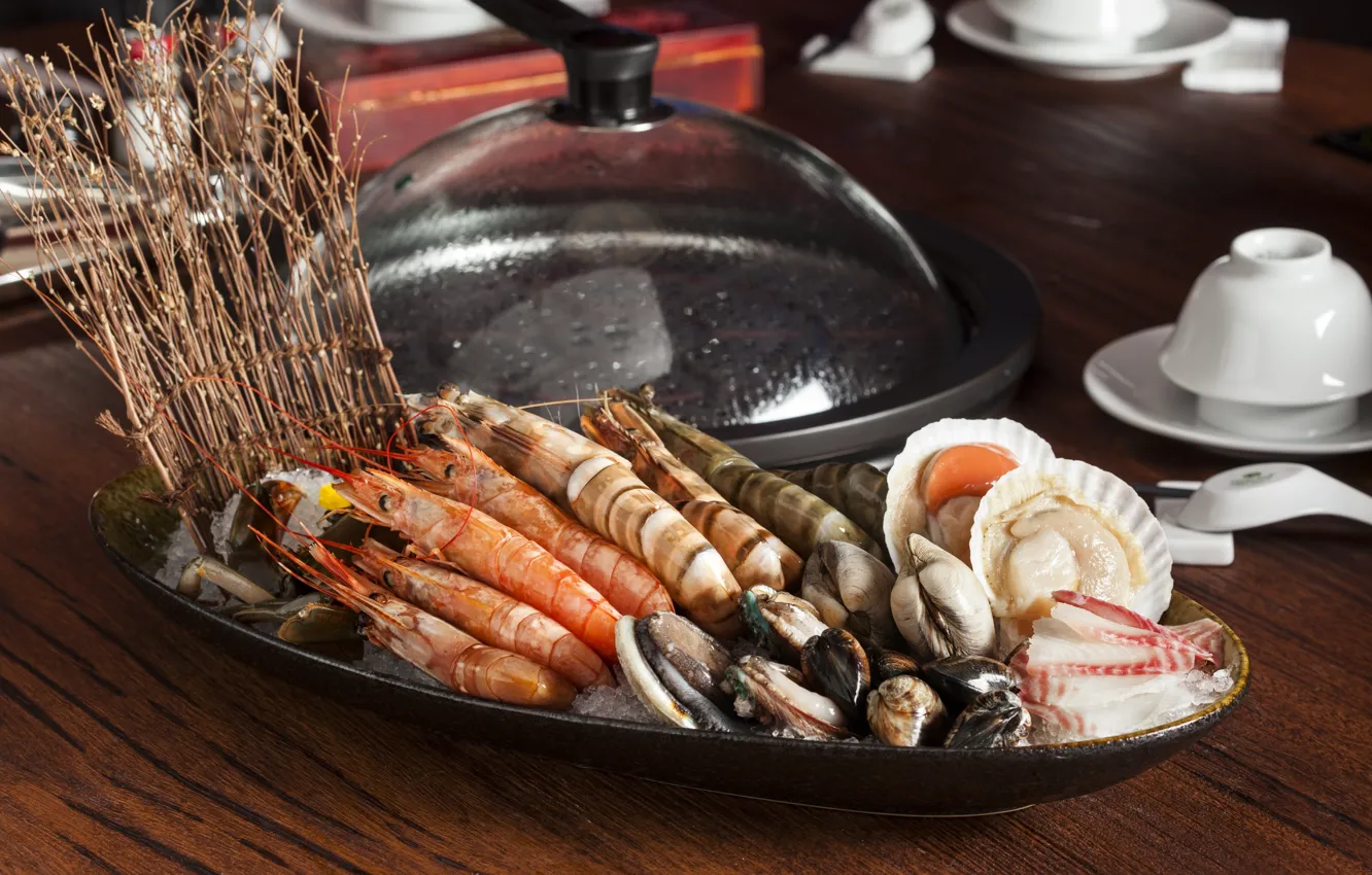 Photo wallpaper shrimp, seafood, shellfish