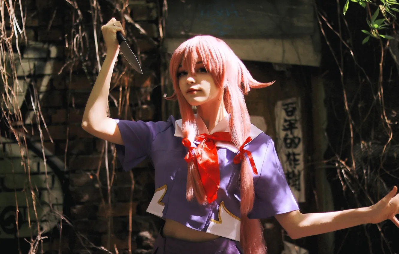 Photo wallpaper costume, knife, the ruins, outfit, characters, image, cosplay, vines
