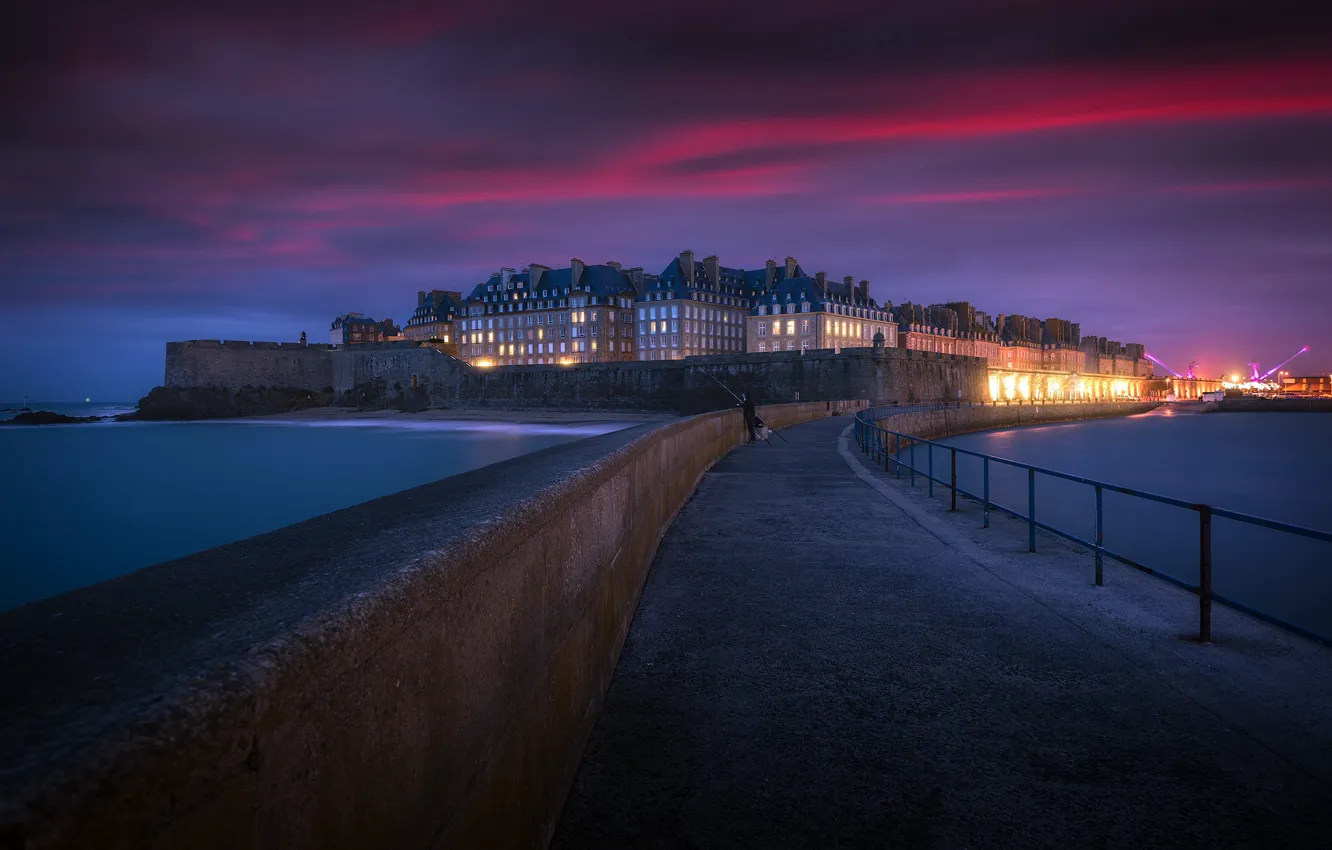 Photo wallpaper sea, the city, shore, Saint Malo