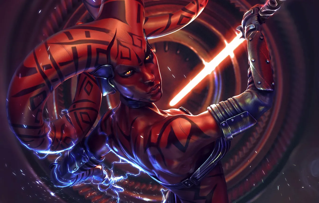 Photo wallpaper power, Star Wars, star wars, lightsaber, Twi’lek, Darth Talon