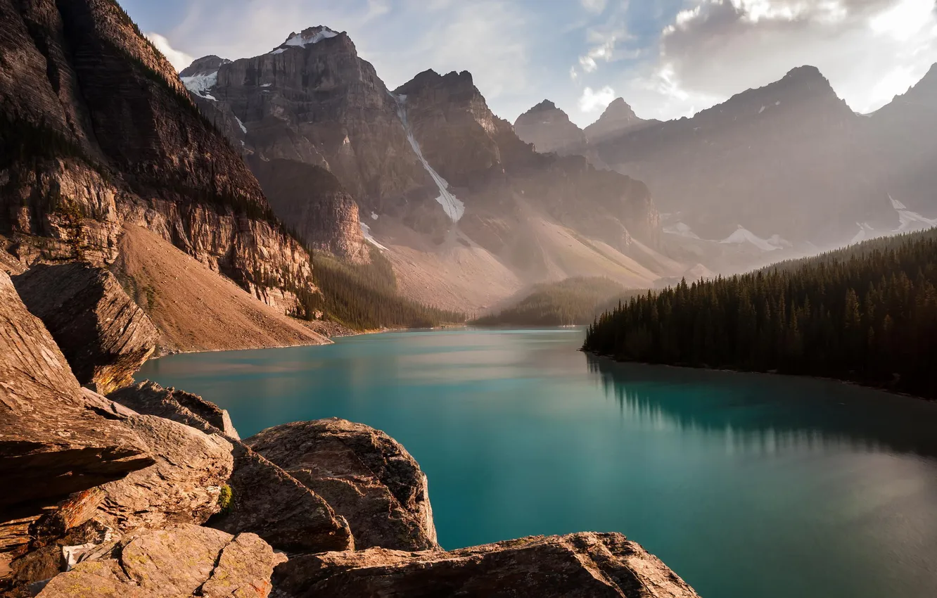 Photo wallpaper mountains, nature, river, Canada
