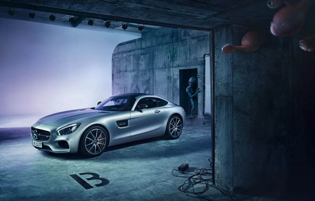 Photo wallpaper Mercedes-Benz, AMG, alien, ExtraTerrestrial, Supercar, Silver