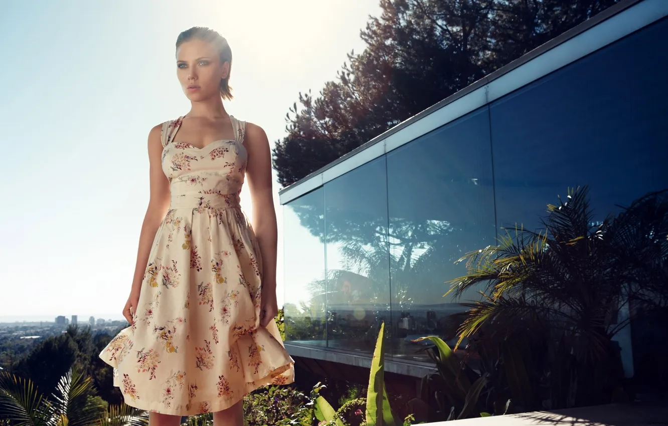 Photo wallpaper look, girl, photo, figure, dress, Scarlett Johansson, blonde, models