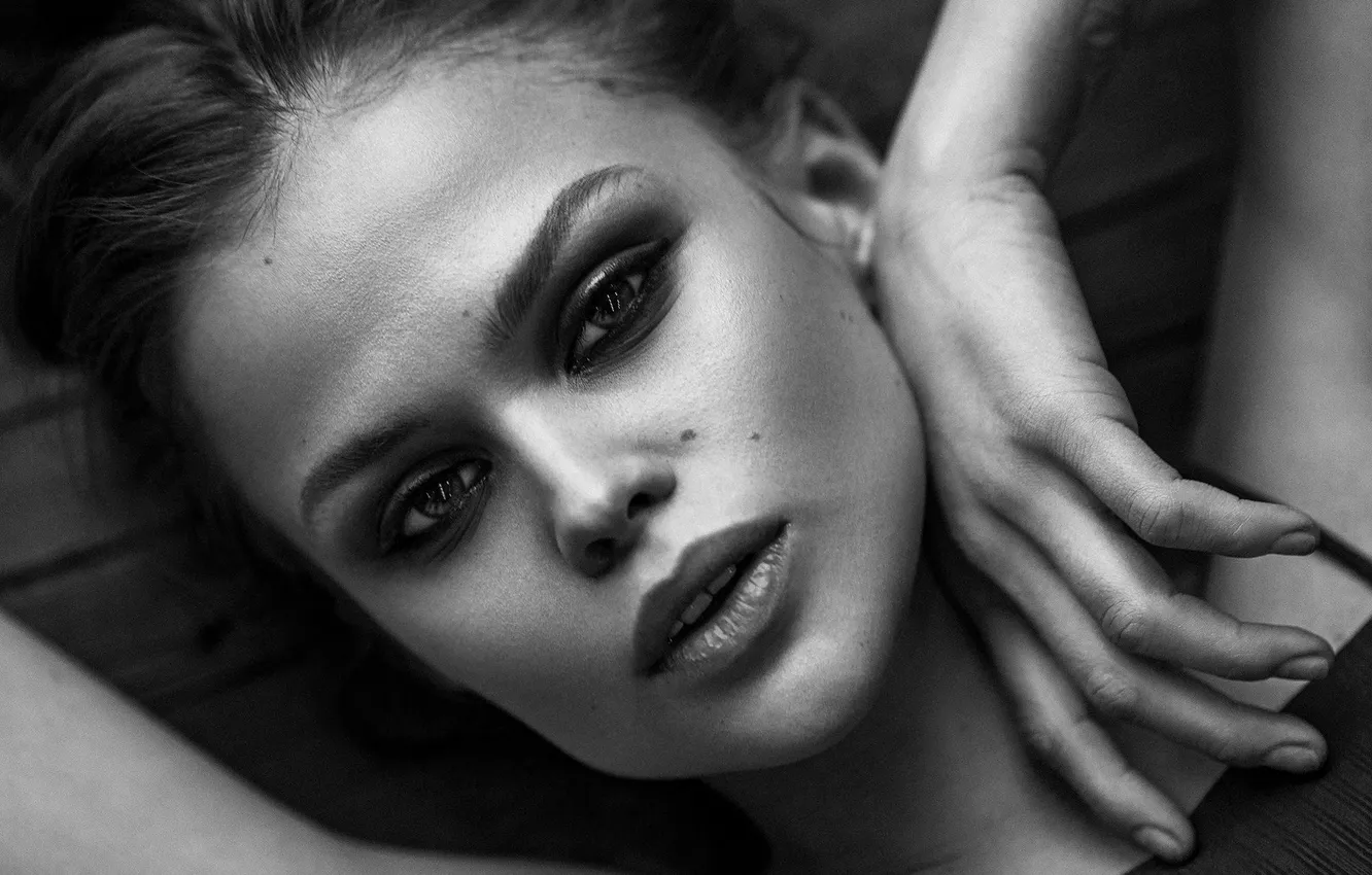 Photo wallpaper black and white, Dasha, Ivan Kovalev