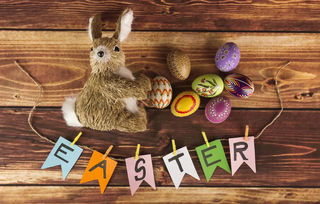 Photo wallpaper hare, eggs, rabbit, Easter, Easter