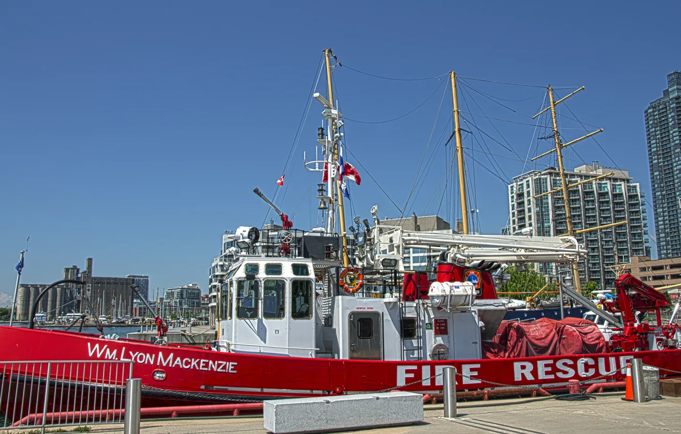 Photo wallpaper pier, Canada, Toronto, Canada, Toronto, mast, Harbourfront, Harbourfront