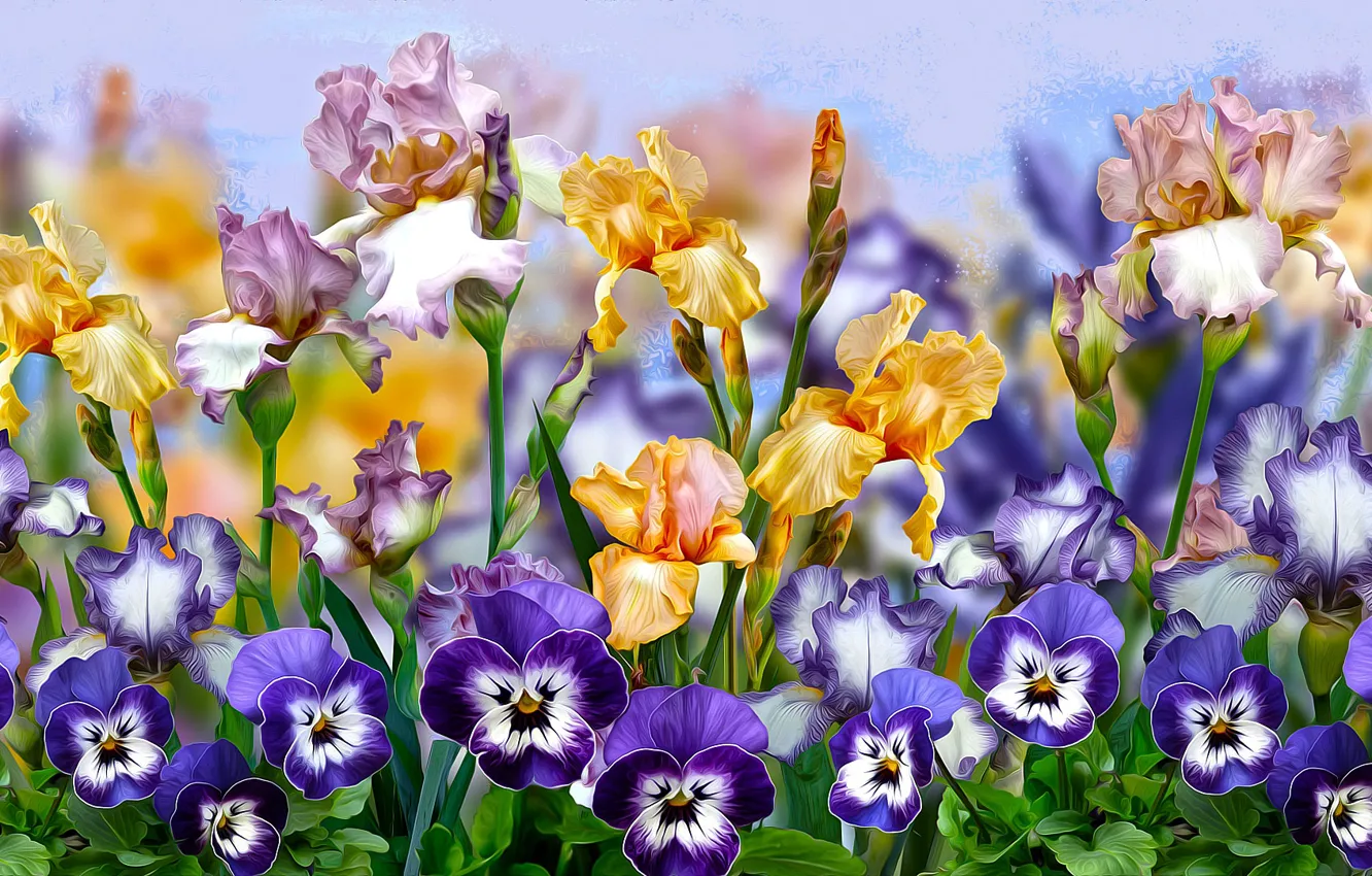 Photo wallpaper Flowers, Colored, irrysy