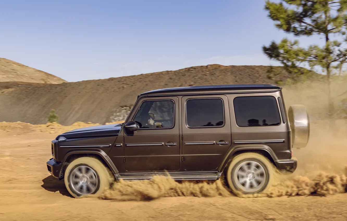 Photo wallpaper tree, Mercedes-Benz, dust, 2018, the ground, G-Class