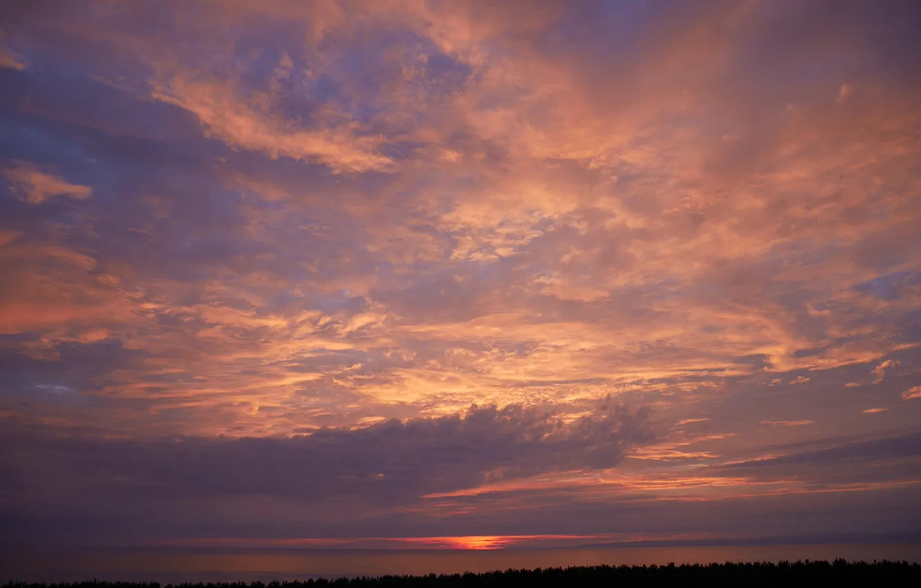 Photo wallpaper the sky, clouds, sunset