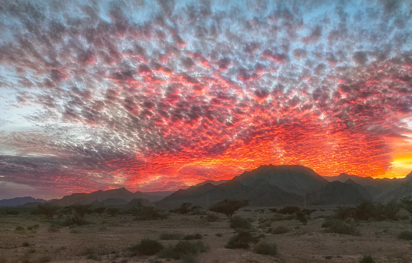 Photo wallpaper clouds, mountains, Sunset, the beauty of nature, Shvartsman Evgeny