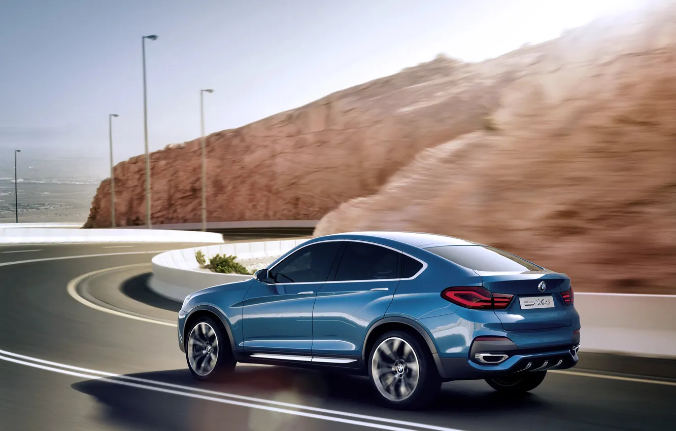 Photo wallpaper road, machine, auto, Concept, light, blue, turn, BMW